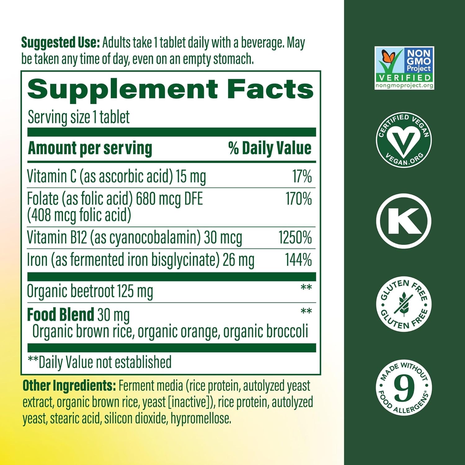 MegaFood Blood Builder Iron Supplement for Women & Men - Increase Iron Levels Without Side Effects - Combats Fatigue - with Vitamin B12, Folic Acid & Vitamin C for Absorption - Vegan - 30 Tablets - Image 2