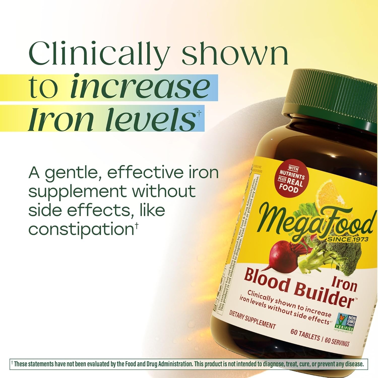 MegaFood Blood Builder Iron Supplement for Women & Men - Increase Iron Levels Without Side Effects - Combats Fatigue - with Vitamin B12, Folic Acid & Vitamin C for Absorption - Vegan - 30 Tablets - Image 4