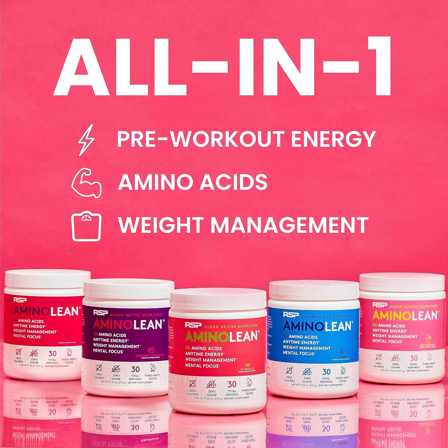 RSP Nutrition AminoLean Pre Workout Powder, Amino Energy & Weight Management with Vegan BCAA Amino Acids, Natural Caffeine, Preworkout Boost for Men & Women, 30 Serv - Image 4