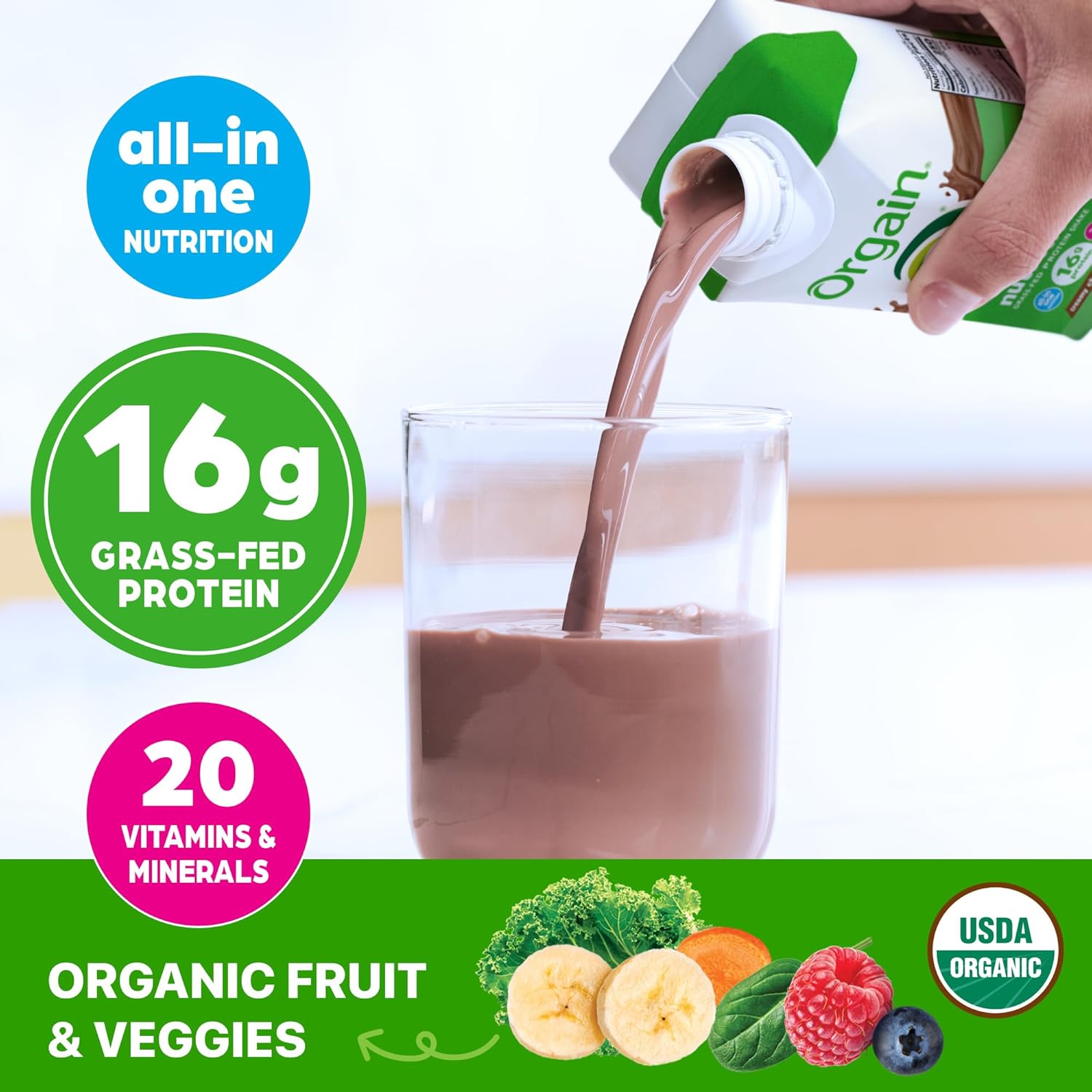 Orgain Organic Nutritional Shake, Creamy Chocolate Fudge - Meal Replacement, 16g Protein, 20 Vitamins & Minerals, Gluten & Soy Free, Kosher, Non-GMO, Packaging May Vary, 11 Fl Oz (Pack of 4) - Image 3
