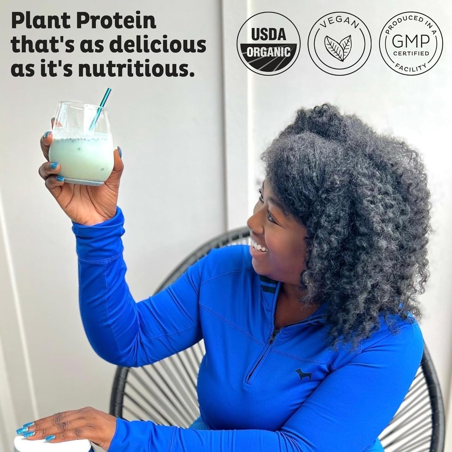 KOS Plant Based Protein Powder, Blueberry Muffin - Organic Pea Protein Superfood with Spirulina and Immune Support Blend. Soy, Gluten, Dairy Free - Vegan Meal Replacement for Women & Men - 10 Servings - Image 2