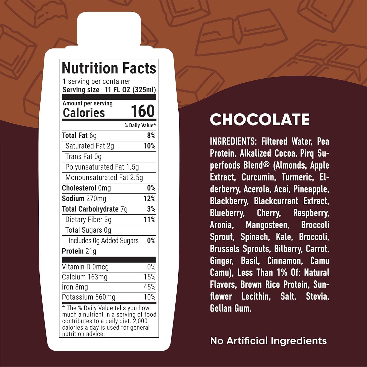 Pirq, 21g Plant Based Protein Shake, 25 Superfoods, Vegan Protein, Dairy-Free, Gluten & Soy Free, Kosher, Keto, Low Carb, Low Calorie (Chocolate, 3-4 Packs) - Image 2