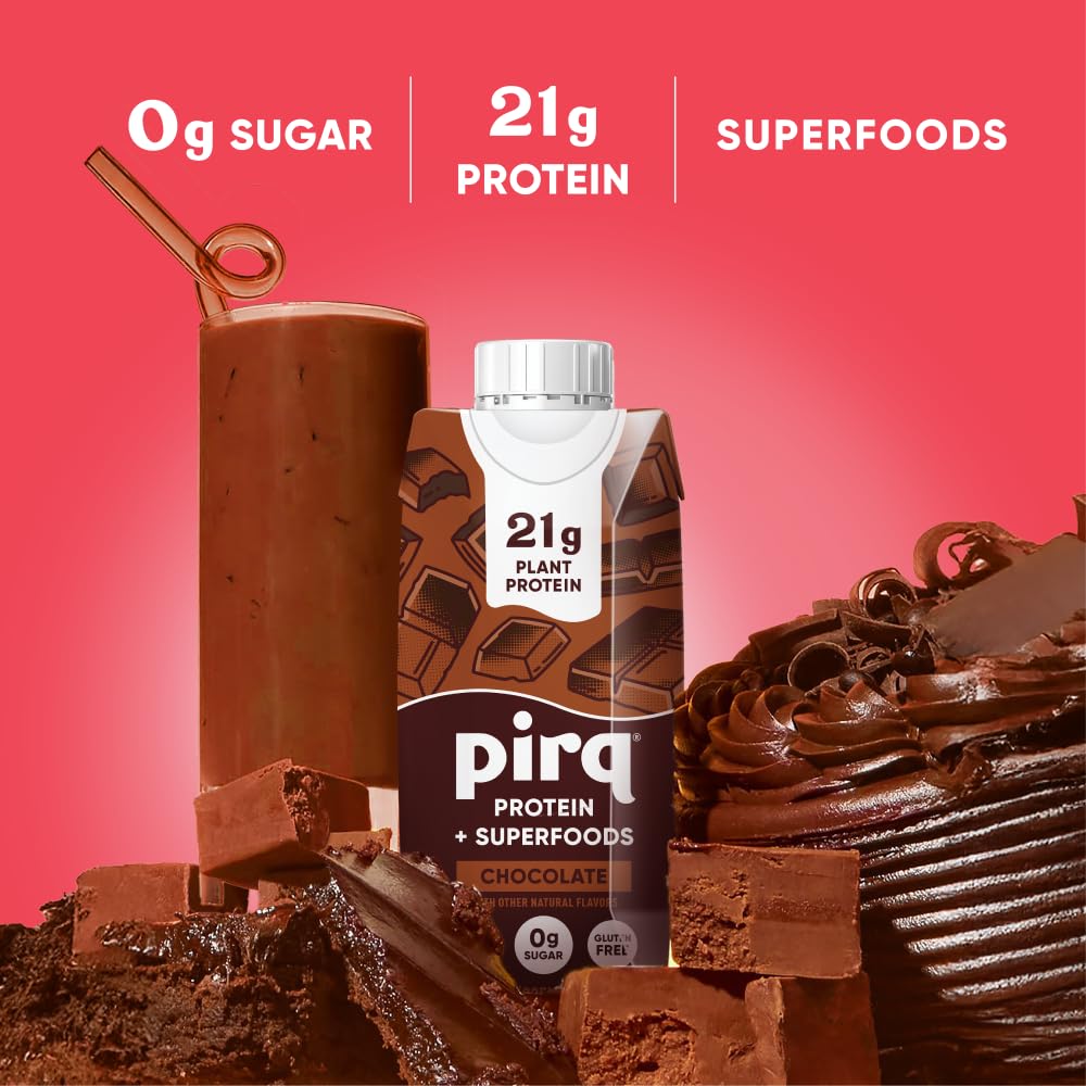Pirq, 21g Plant Based Protein Shake, 25 Superfoods, Vegan Protein, Dairy-Free, Gluten & Soy Free, Kosher, Keto, Low Carb, Low Calorie (Chocolate, 3-4 Packs) - Image 4