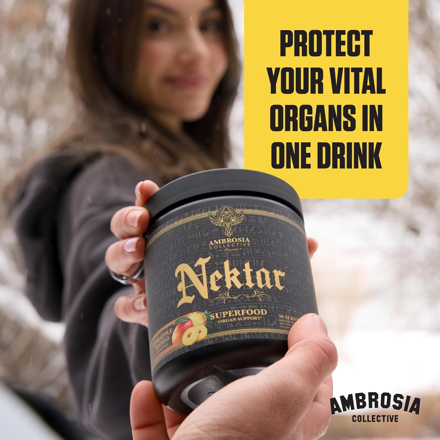 Ambrosia Nektar - Superfood Powder | Daily Organ Support Supplement | Greens Powder Alternative | 13 Superfoods for Energy, Digestion, Skin Health & Immune Support | 30 Servings | Honey Lemon - Image 6
