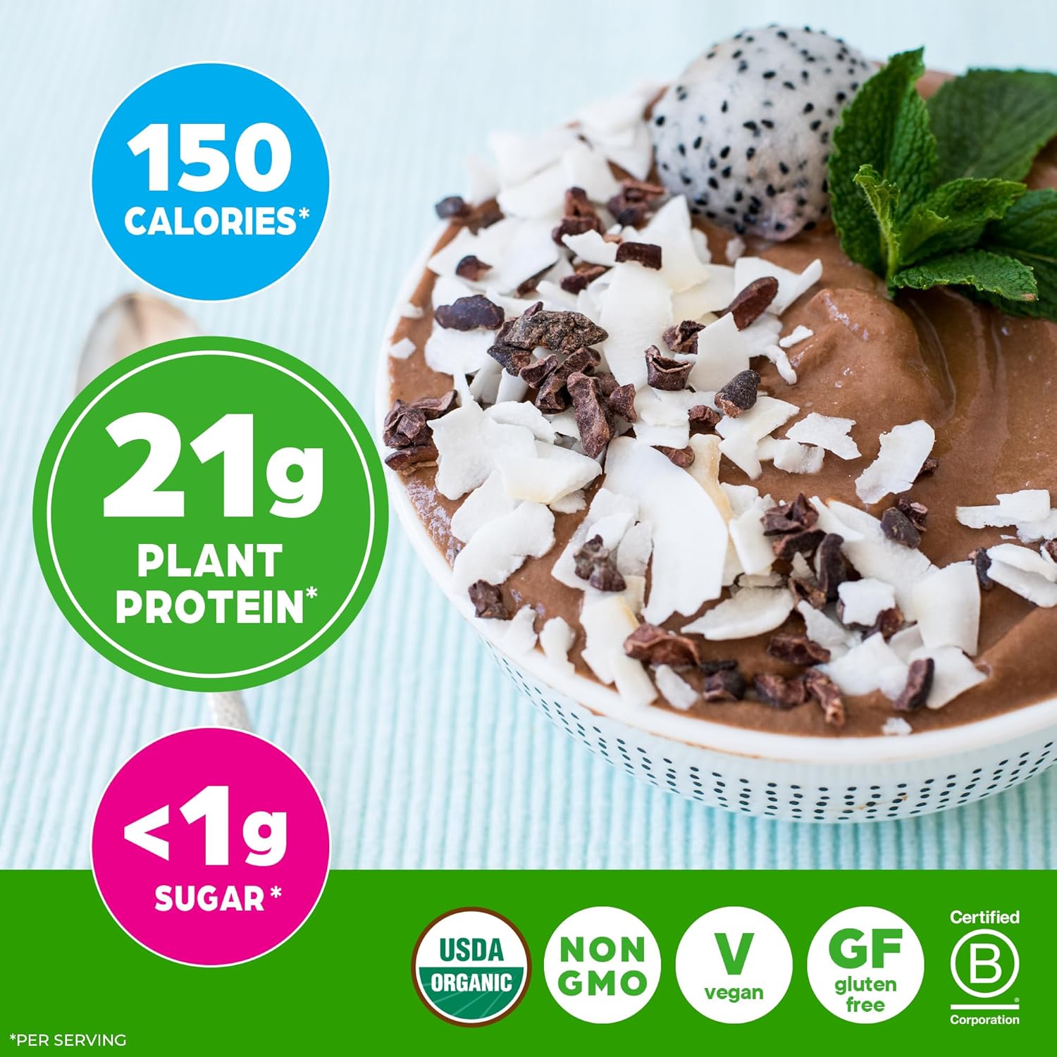 Orgain Organic Vegan Protein Powder, Creamy Chocolate Fudge - 21g Plant Protein, 6g Prebiotic Fiber, Low Carb, No Lactose Ingredients, No Added Sugar, Non-GMO, 10 Single Serve Individual Packets - Image 6