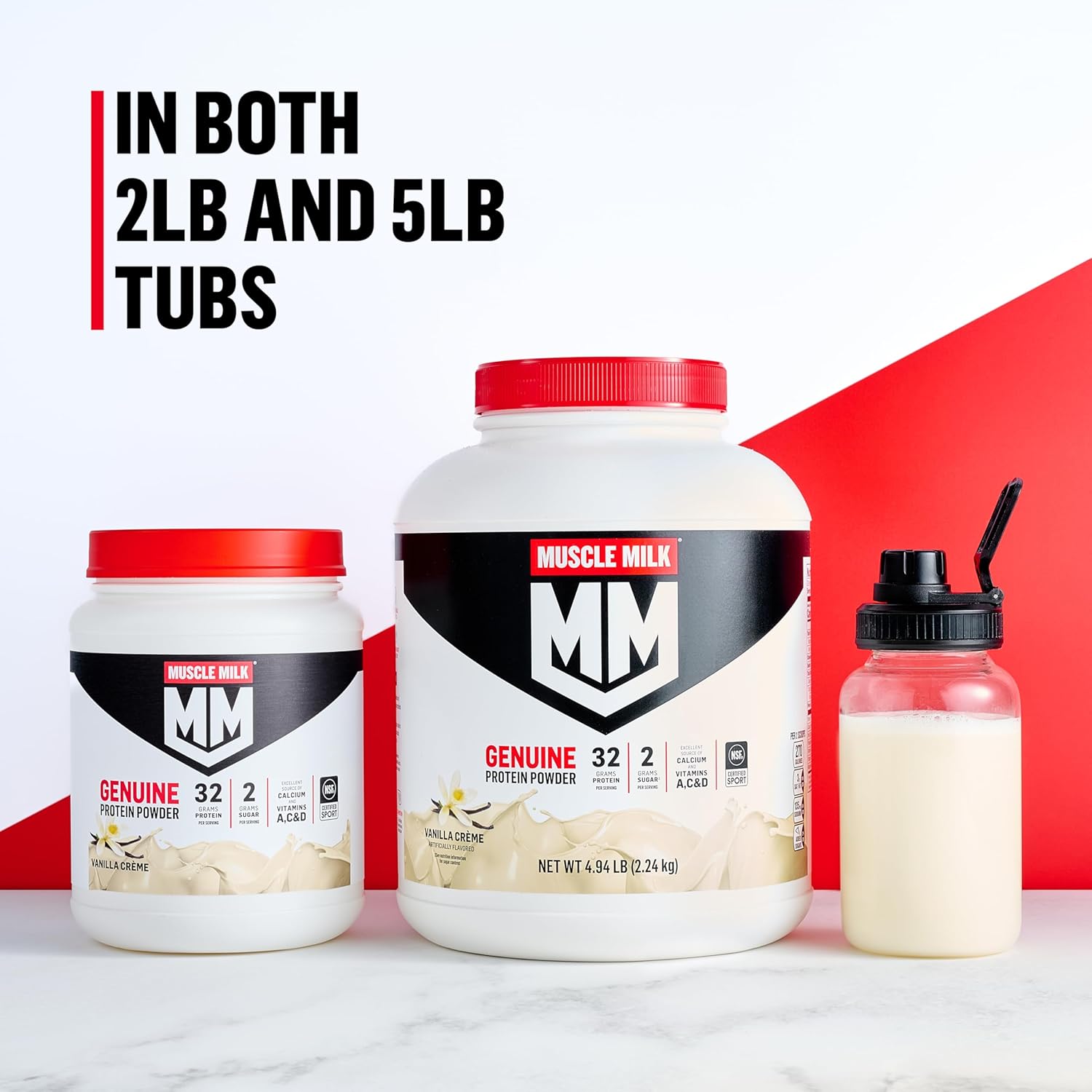 Muscle Milk Genuine Protein Powder, Strawberries ‘N Crème, 1.93 Pounds, 13 Servings, 32g Protein, 3g Sugar, Calcium, Vitamins A, C & D, NSF Certified for Sport, Energizing Snack, Packaging May Vary - Image 8