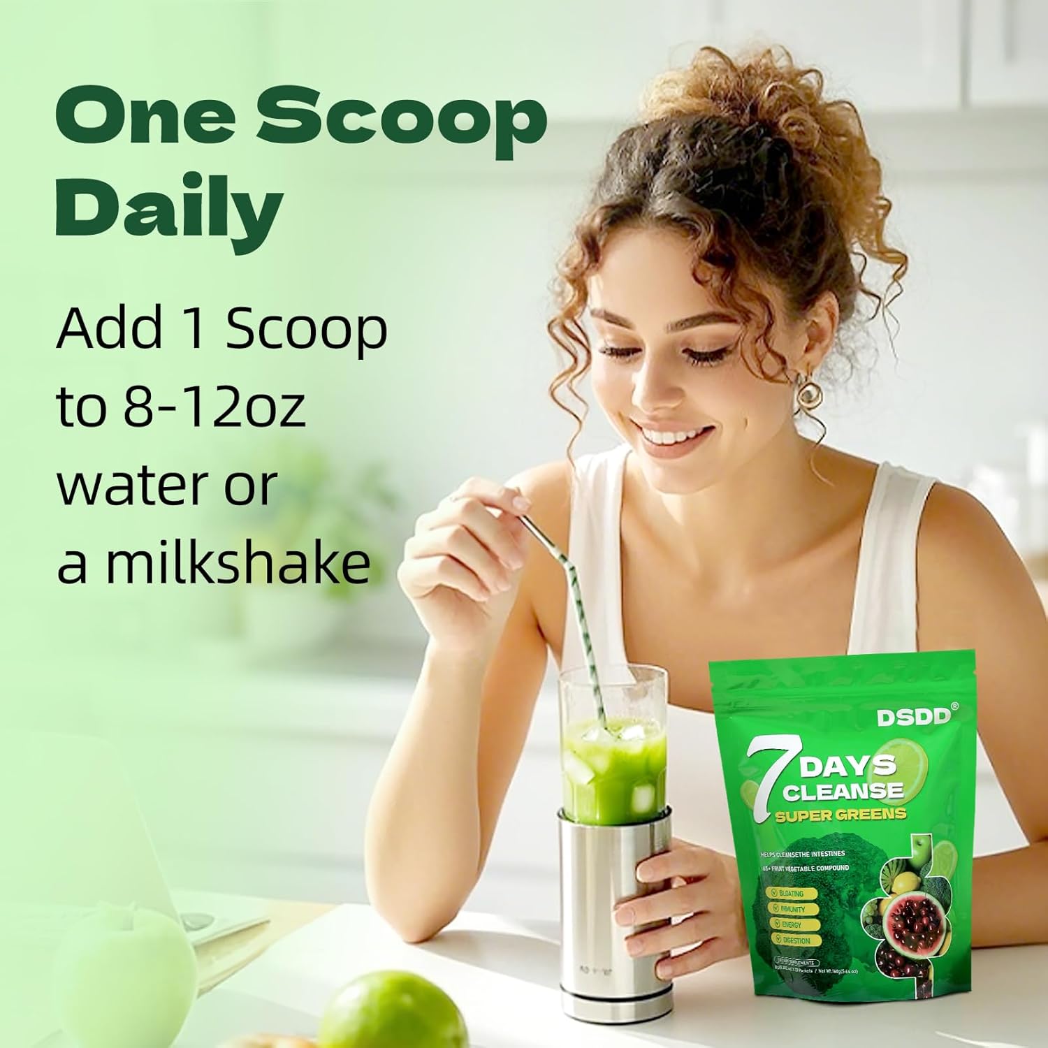 Organic Super Greens Powder for Intestinal Health, Superfood Greens with Probiotics, Moringa, Spirulina,Gluten Free Supergreens for Boosting Energy,Bloating Relief for Women 40 Servings - Image 6