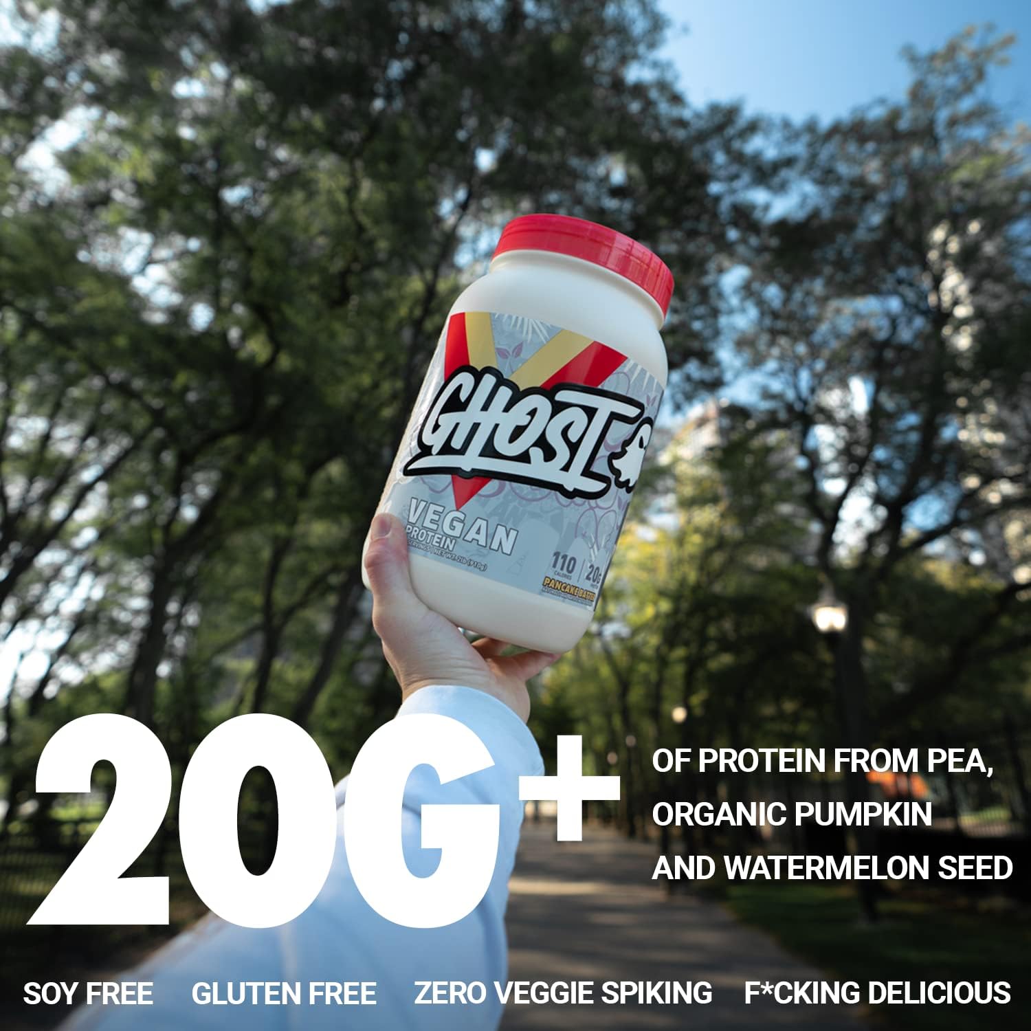 GHOST Vegan Protein Powder, Banana Pancake Batter - 2lb, 20g of Protein - Plant-Based Pea & Organic Pumpkin Protein - Post Workout & Nutrition Shakes, Smoothies, & Baking - Soy & Gluten-Free - Image 4