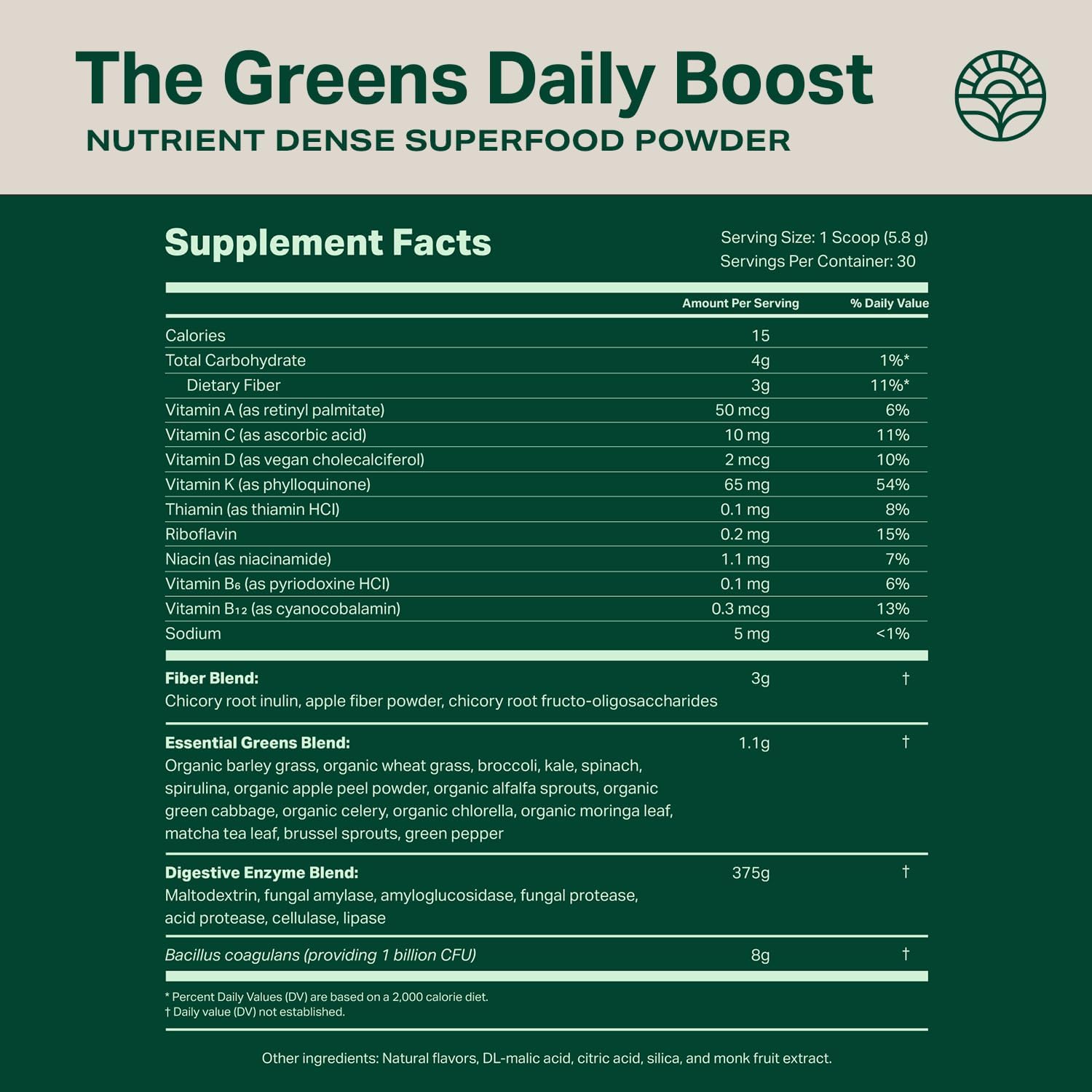 Proper, The Greens Daily Boost Organic Greens Powder. Whole Food, Apple Flavor Veggie Powder Superfood with Wheatgrass, Spirulina, Chlorella, Probiotics. Daily Drink Mix for Wellness and Digestion - Image 8