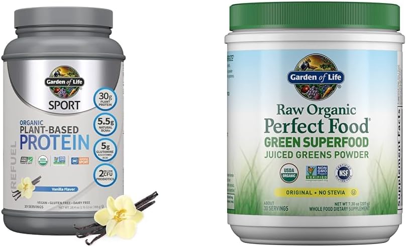 Garden of Life Organic Vegan Sport Protein Powder, Superfood Juiced Greens Powder - Probiotics, BCAAs, Antioxidants, 30g Plant Protein, 2 Billion Probiotics Non GMO