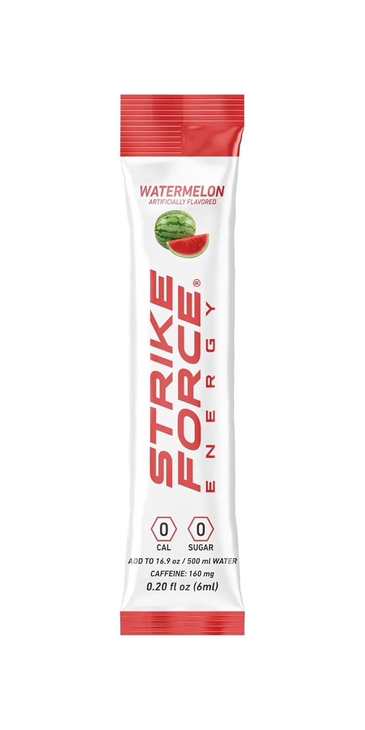 Strike Force Energy Drink Mix - Watermelon Flavor - Natural Tasting Caffeine Drink - Turn Any Drink into a Healthy Energy Drink - Zero Calories, Keto Friendly, Sugar Free, Pre Workout (30 Liquid Packs) - Image 4