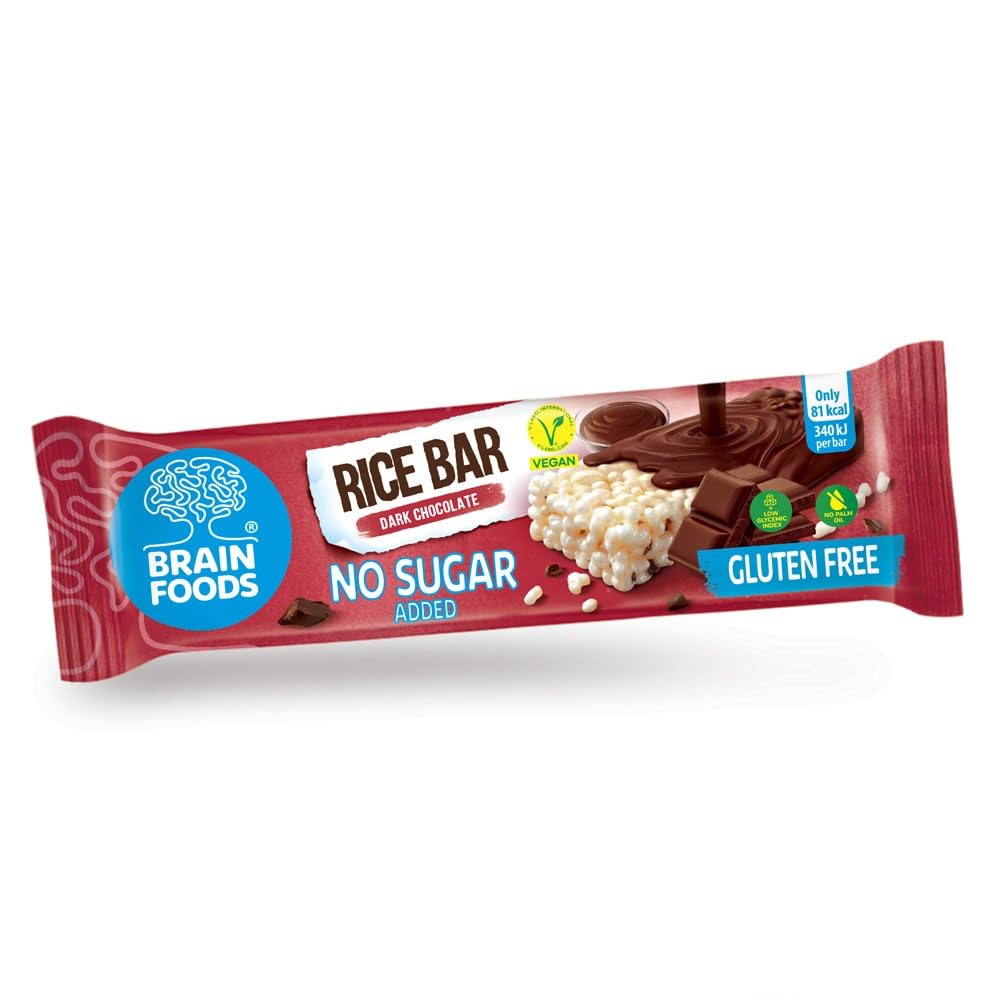 BRAIN FOODS Rice Bar - Gluten Free, Vegan, No Sugar Added, No Palm Oil, .63 oz, 81 Calories, (20 Bars) (Dark Chocolate) - Image 3