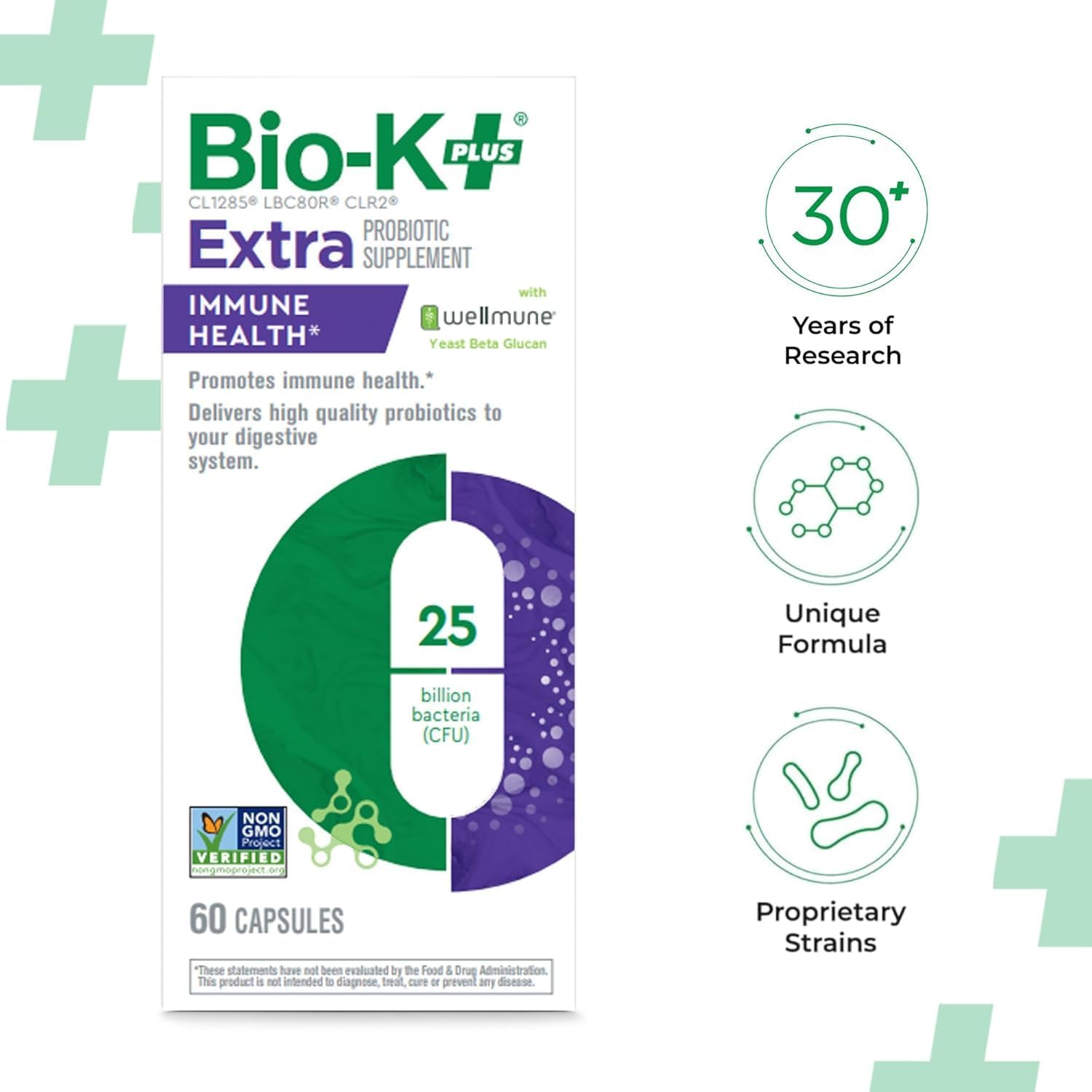 Bio K+ Vegan Probiotics for Immune Health, with Wellmune – Probiotic Supplement to Support Immunity, Maintains Digestive Health, Delayed Release Technology, Gluten Free, 25 Billion CFU – 60 Capsules - Image 4
