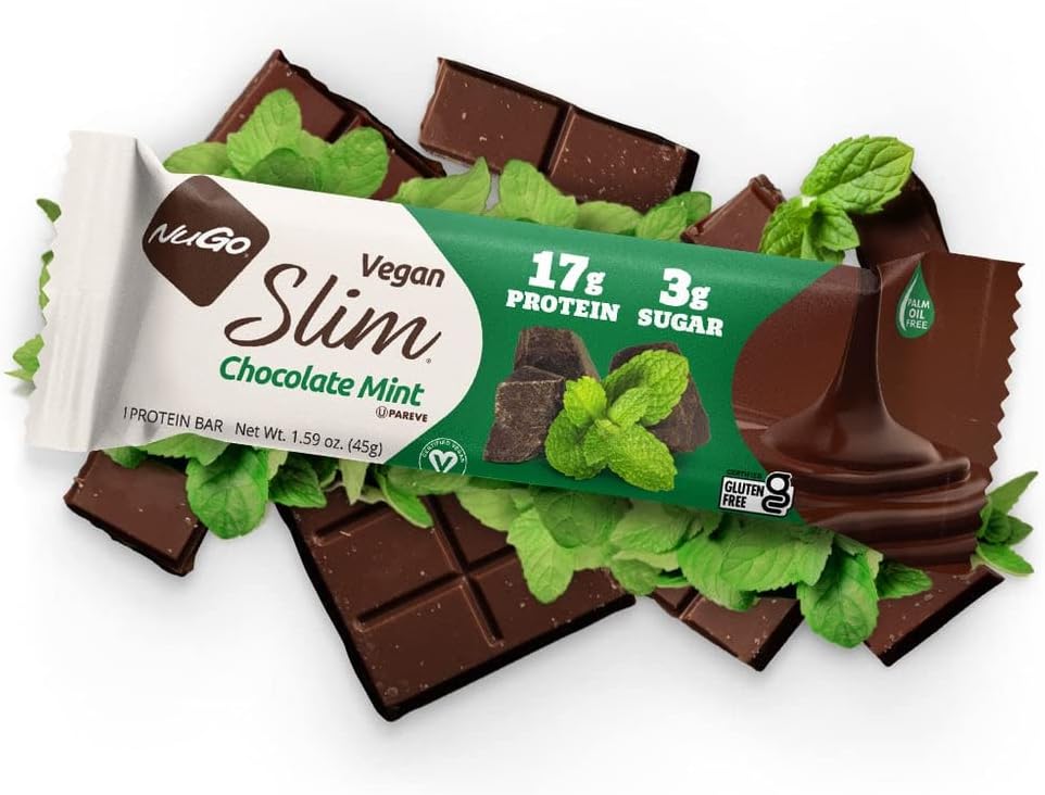 NuGo Slim Chocolate Mint, 17g Protein Bar, Vegan, Gluten Free, Non-GMO, Kosher, Keto Friendly, Low Carb, 1.59oz Bar - Image 9