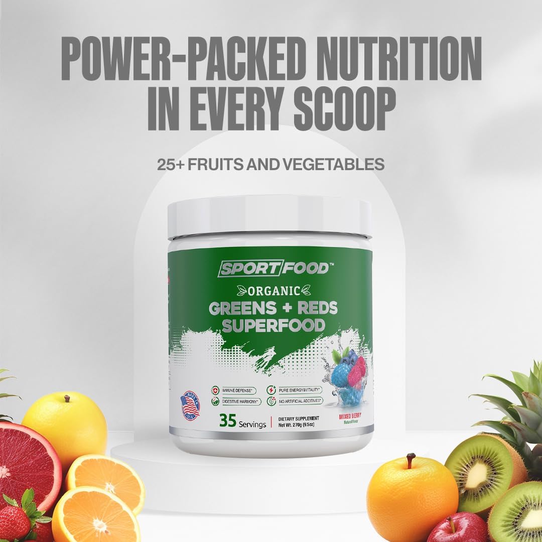 Organic Greens & Reds Superfood Powder | Mixed Berry Flavor | 25+ Super Fruits & Veggies, Beets, Prebiotics | Energizing, Antioxidant-Rich, Keto-Friendly Smoothie Mix | 35 Servings - Image 6