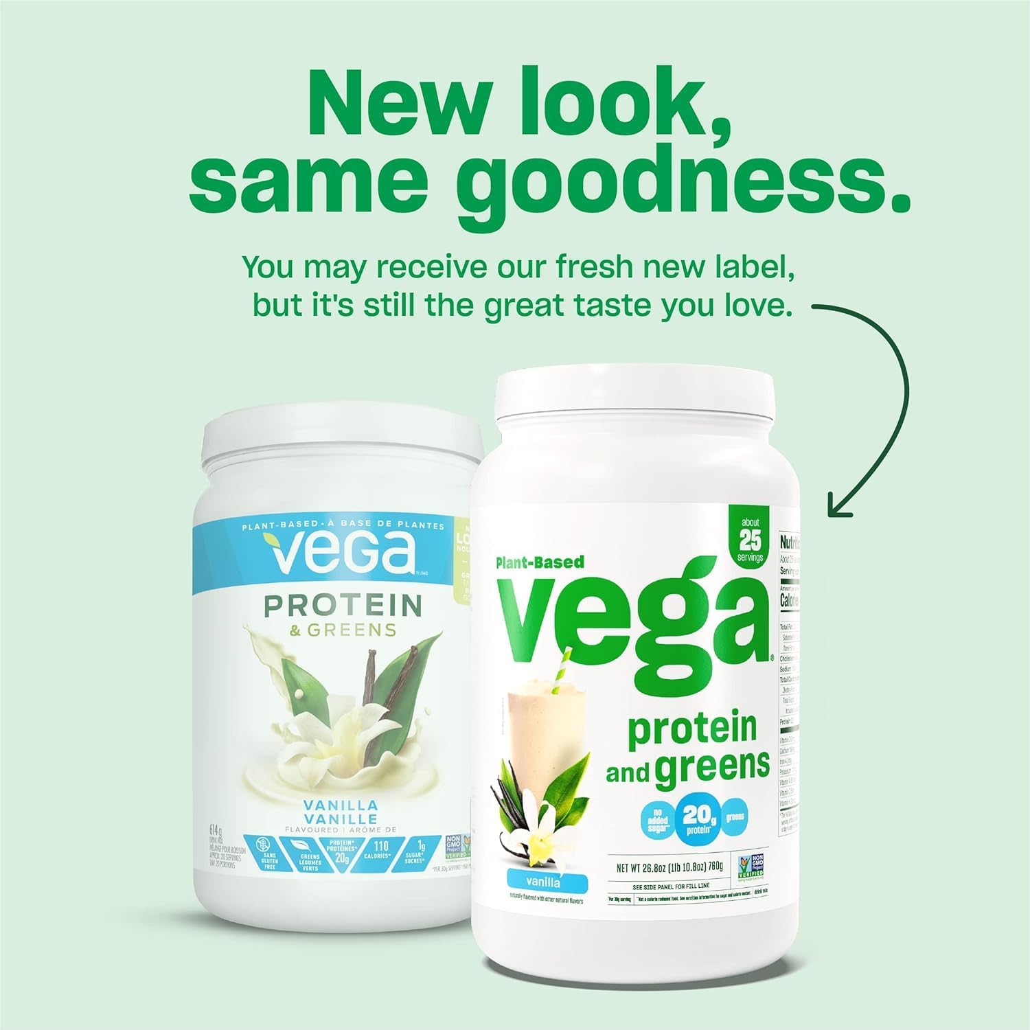 Vega Protein and Greens Protein Powder, Vanilla - 20g Plant Based Protein Plus Veggies, Vegan, Non GMO, Pea Protein for Women and Men, 21.7 Ounce (Packaging May Vary) (Pack of 1) - Image 4