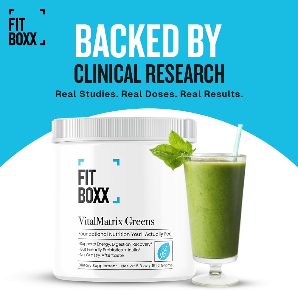 VitalMatrix Organic Greens Powder | Superfood Blend with Probiotics & Adaptogens | Gut, Energy & Immune Support | Citrus Punch | 30 Servings - Image 6