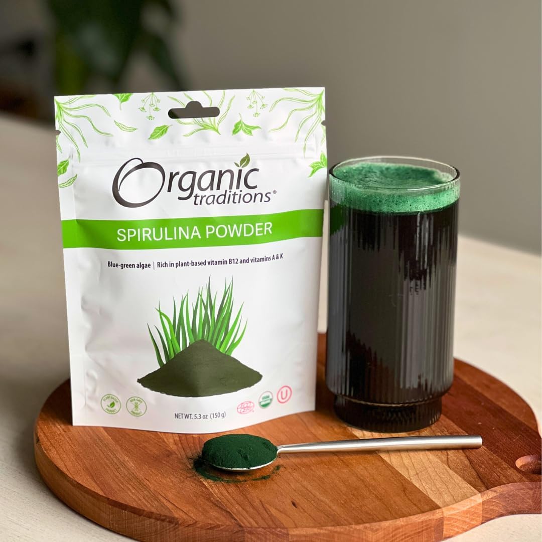Organic Traditions Spirulina Powder Organic, Plant-Based Green Superfood for Smoothies, Rich Algae Powder for Energy Support, Easy Mixing Spirulina for Daily Wellness Routines, 150g / 5.3oz Bag - Image 6