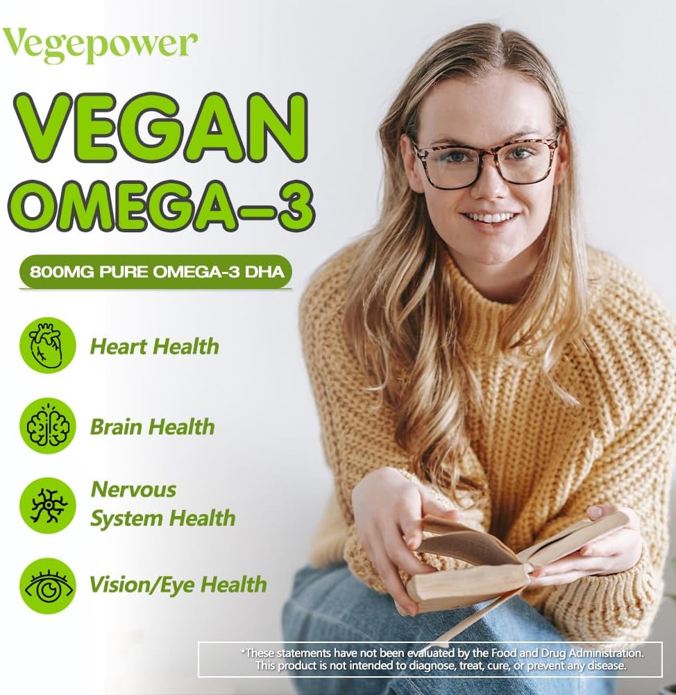 Vegan Omega-3 Algae DHA Supplements - 2000mg Algae Oil, Plant-Based Prenatal Algal DHA, 90 Carrageenan Free Softgels -Sustainable Fish Oil Alternative Supports Brain, Heart, Eyes, Joint Health - Image 4