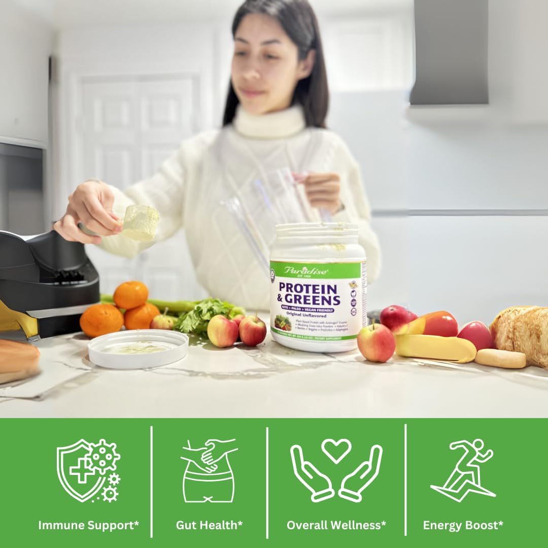 Paradise Herbs ORAC Energy Proteins & Greens Powder, Antioxidant Power of 24 Servings of Fruits & Vegetables in 1 Scoop + 20g Protein, Vanilla, 14 Servings - Image 8