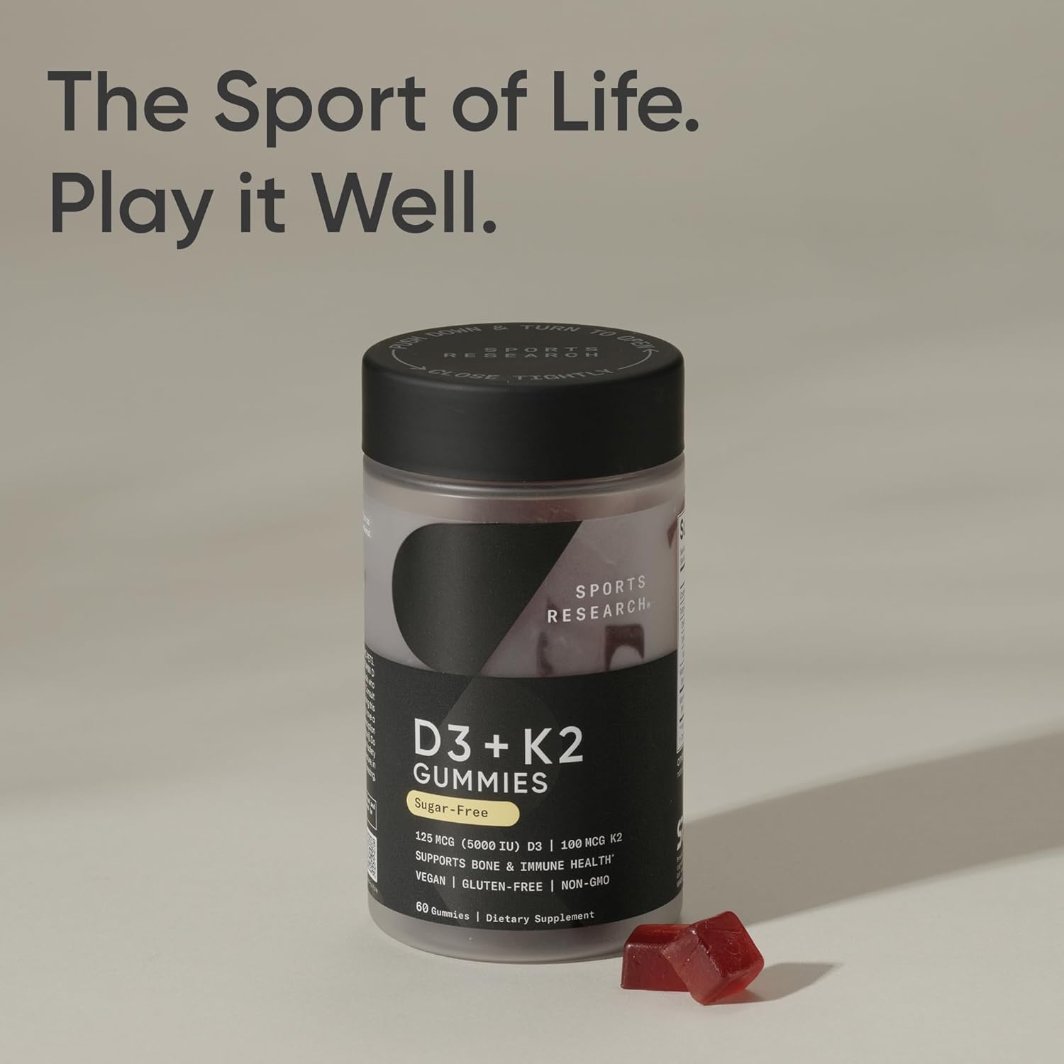 Sports Research® Vegan Vitamin D3 + K2 Gummy Supplements - 5000iu Vitamin D with 100mcg Mk7 Vitamin K - Supports Bone& Immune Health* - 60 Gummies for Adults, for Women, 1 Month Supply - Image 9