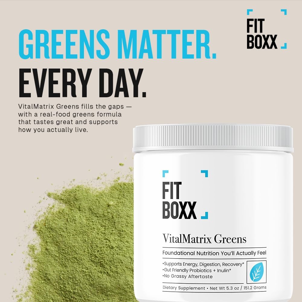 VitalMatrix Organic Greens Powder | Superfood Blend with Probiotics & Adaptogens | Gut, Energy & Immune Support | Citrus Punch | 30 Servings - Image 4