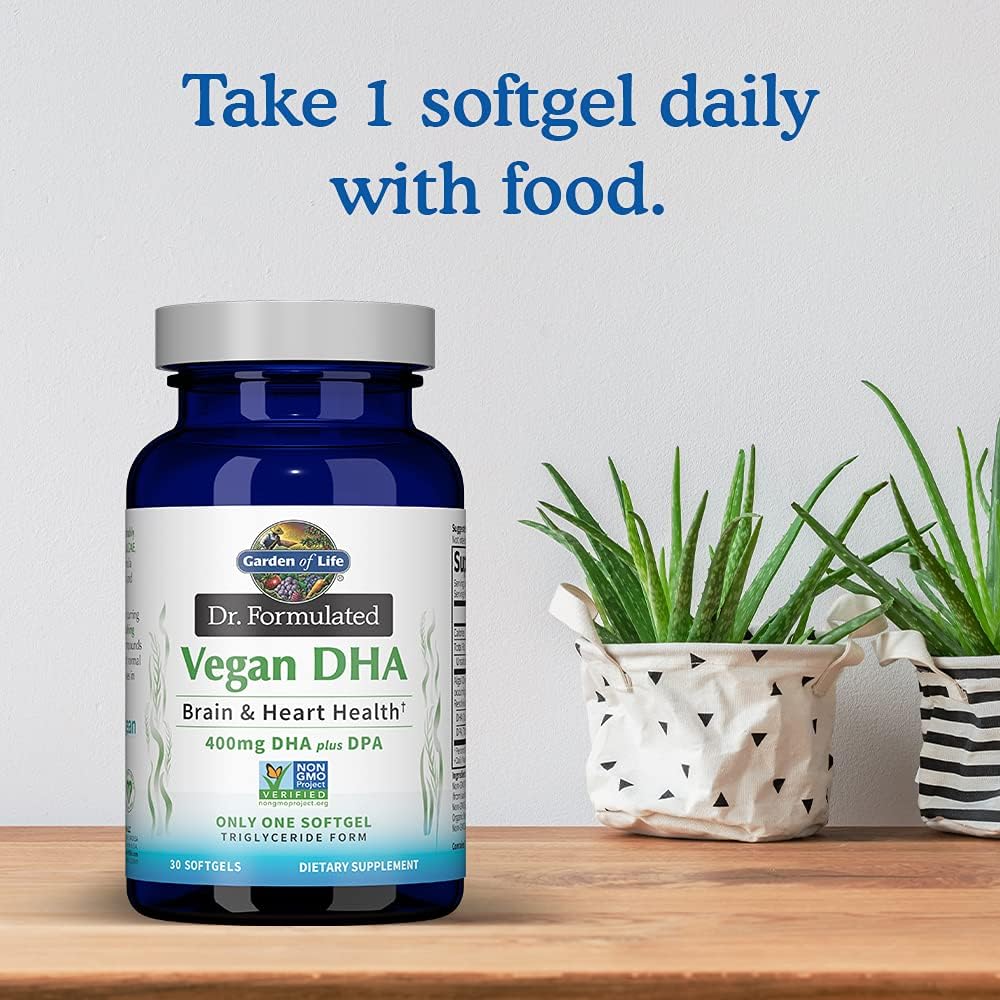 Garden of Life Omega 3 Vegan DHA Supplements Dr. Formulated Vegan DHA, 400mg DHA & 90mg DPA in Triglyceride Form from a Single Source, Omega 3 Supplement for Women's and Men's Health, 30 Softgels - Image 7