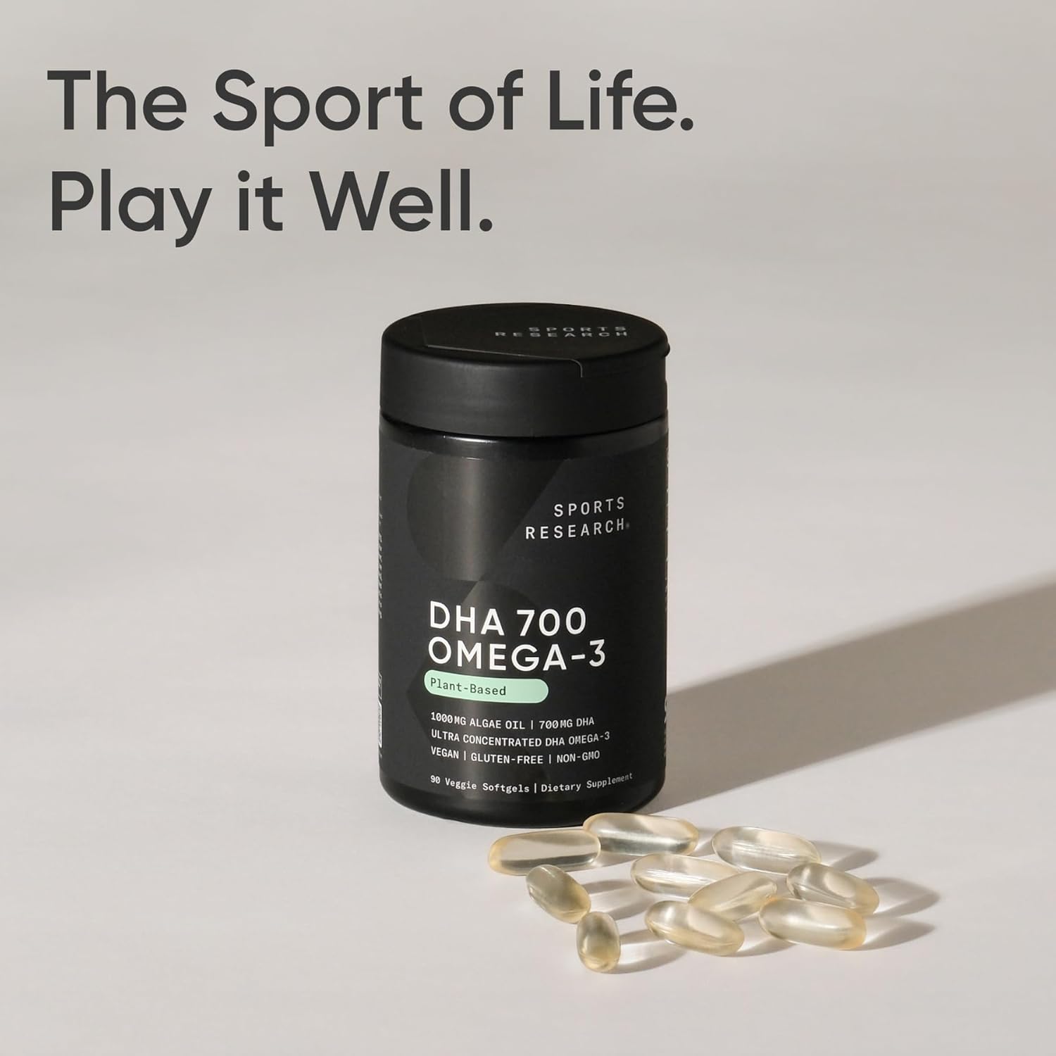Sports Research® Vegan DHA 700mg - Cognitive Support, Brain Support, Supplement with Omega-3 DHA from Algae Oil - Vegan Certified · Non-GMO · Gluten Free - 90 Count Softgels - Image 7