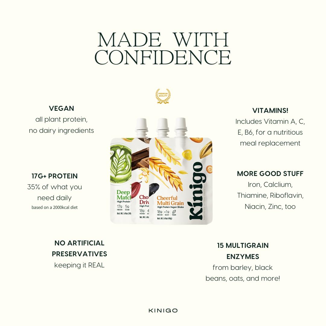 vegan high protein powder for meal replacement shake with Korean drinks flavor misugaru, matcha, and chocolate - great for plant protein shakes, breakfast drink 14+1 Pouches 5 of each flavor (3 Flavor Sampler) - Image 4