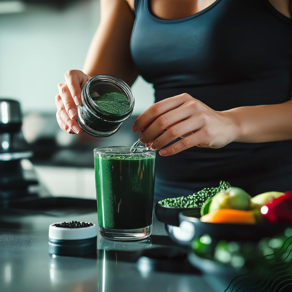 NaturaleBio Spirulina Powder Organic 8 oz. Natural and Raw Spirulina Algae Powder. Vegan and Pure. Cultivated in India in Tamil Nadu. Ideal for Drinks, Smoothies and Recipes. - Image 5