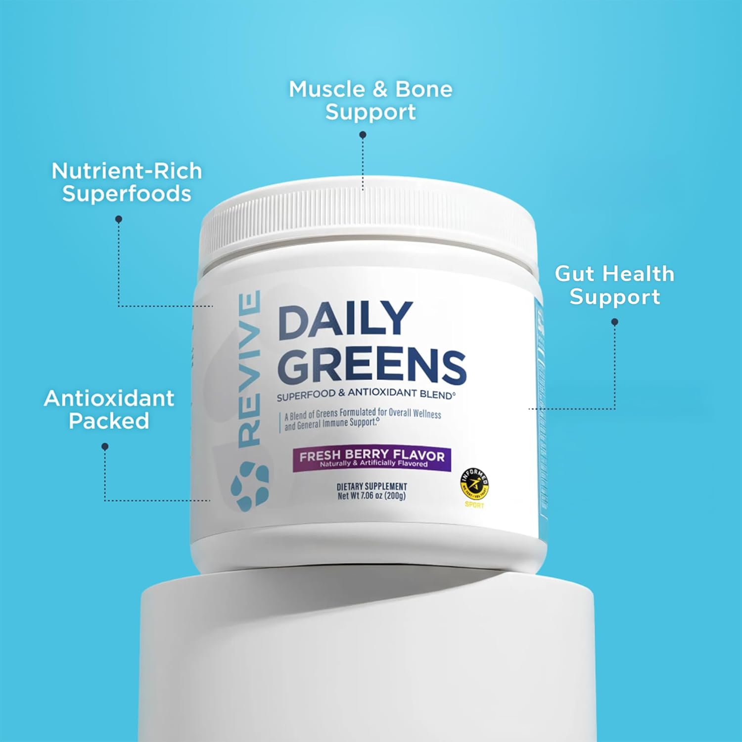 Revive MD Daily Green Powder Superfood (Fresh Berry) - Supergreens Powder to Support Energy Levels - Green Juice That Improves Fiber Intake - Vegetable Supports Digestion and Gut Health (30 Servings) - Image 5