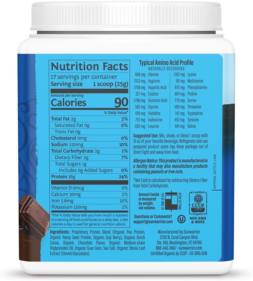 Organic Plant Based Protein Powder | Vegan Organic Protein Powder Chocolate Flavored with BCAA Amino Acids & Hemp Seed Pea Blend | Non-GMO Soy Dairy Filler & Gluten Free (Chocolate, 17 Servings) - Image 2