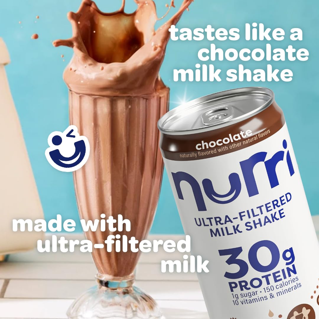 Nurri - 30g Protein Ultra Filtered Milk Shake – Chocolate - Lactose Free, Low Sugar, 150 Calories, 10 Vitamins and Minerals - 11 fl oz, 12 Cans - Image 6