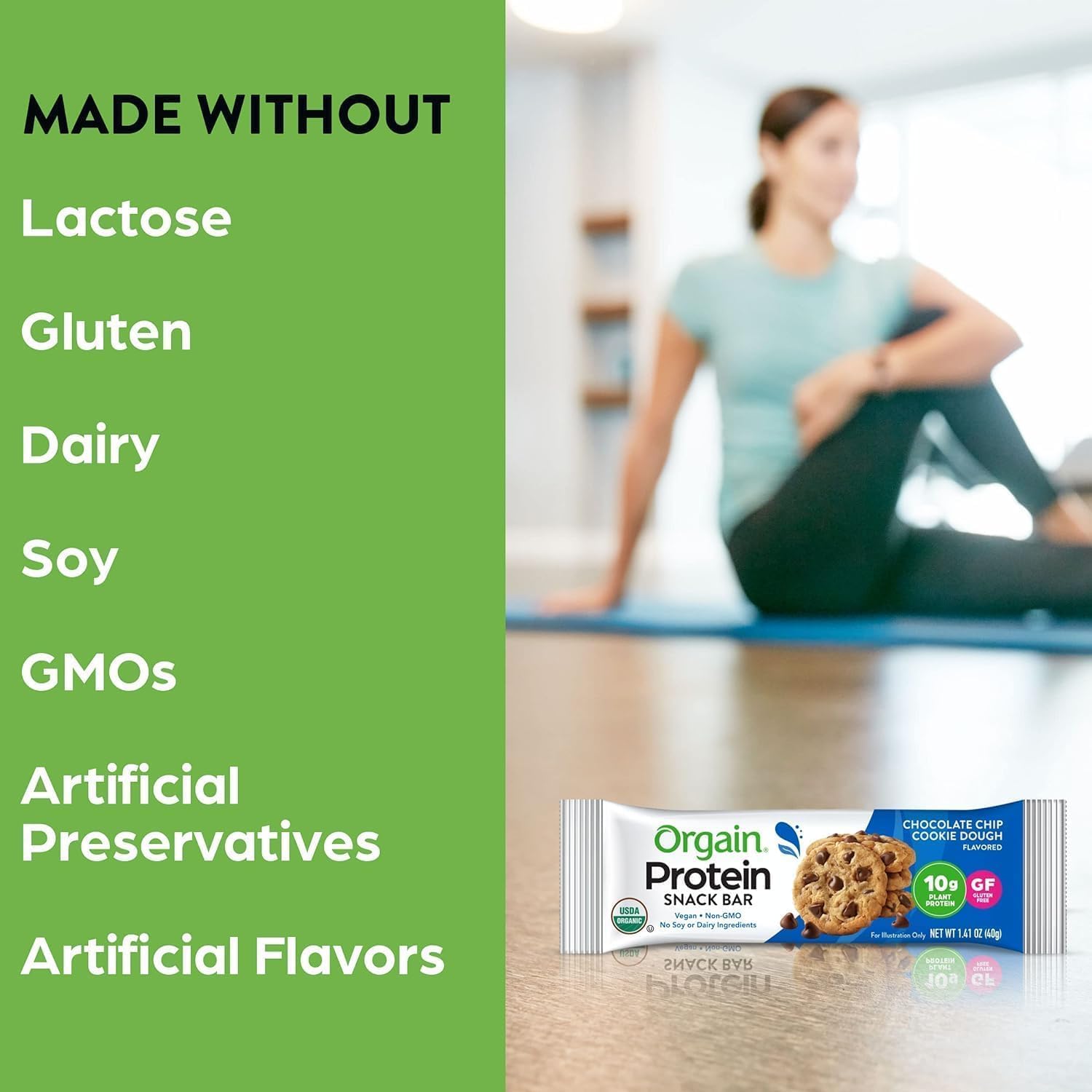 Orgain Organic Vegan Protein Bars Bundle - Chocolate Chip Cookie Dough & Peanut Butter Chocolate Chunk - 10g Plant Based Protein, Gluten Free, Non-GMO - 1.41 Oz (2 Pack of 12) - Image 6