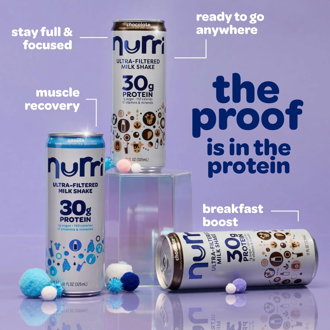 Nurri - 30g Protein Ultra Filtered Milk Shake – Chocolate - Lactose Free, Low Sugar, 150 Calories, 10 Vitamins and Minerals - 11 fl oz, 12 Cans - Image 4