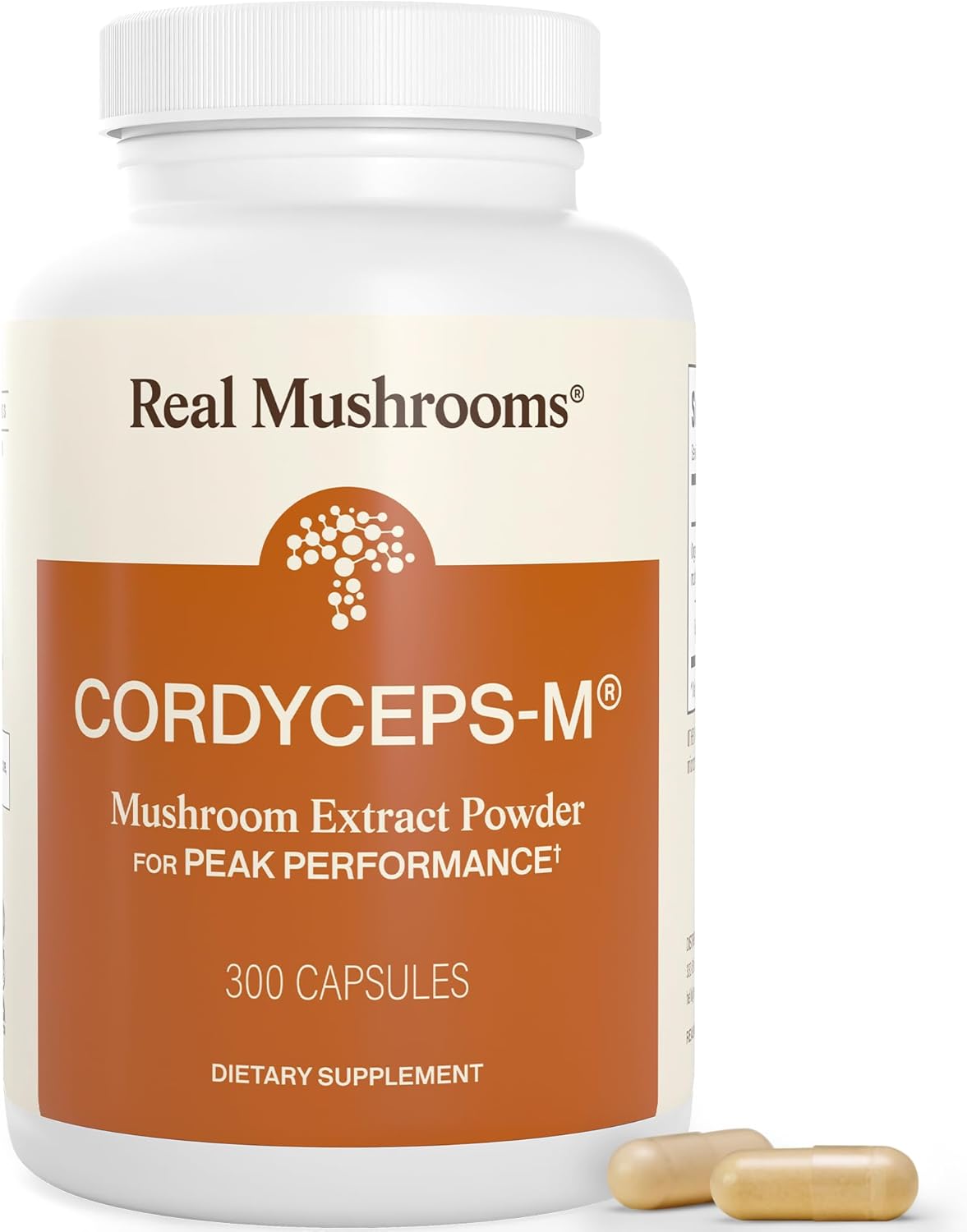 Real Mushrooms Capsules Supplements - Organic Cordyceps Mushroom Powder in Capsules - Energy and Performance Mushrooms with Verified Beta Glucans - Vegan, Non-GMO, 300 Capsules
