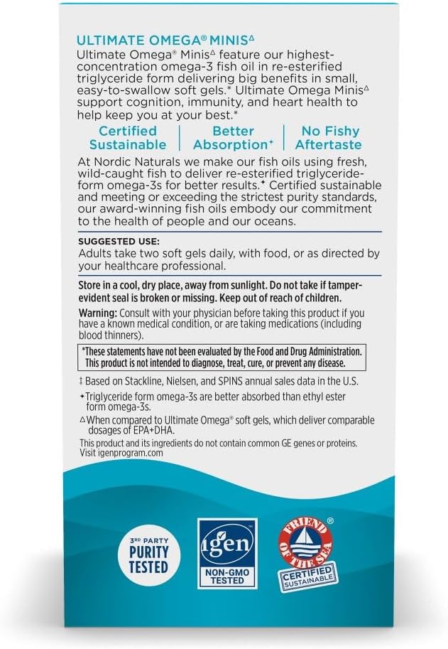 Nordic Naturals Ultimate Omega Minis, Strawberry Flavor - 60 Minis Soft Gels - 1120 mg Omega-3 - High-Potency Fish Oil Supplement - EPA & DHA - Promotes Brain & Heart Health - 30 Servings - Image 7