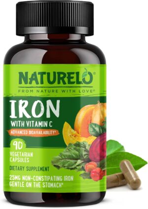 NATURELO Vegan Iron Supplement with...