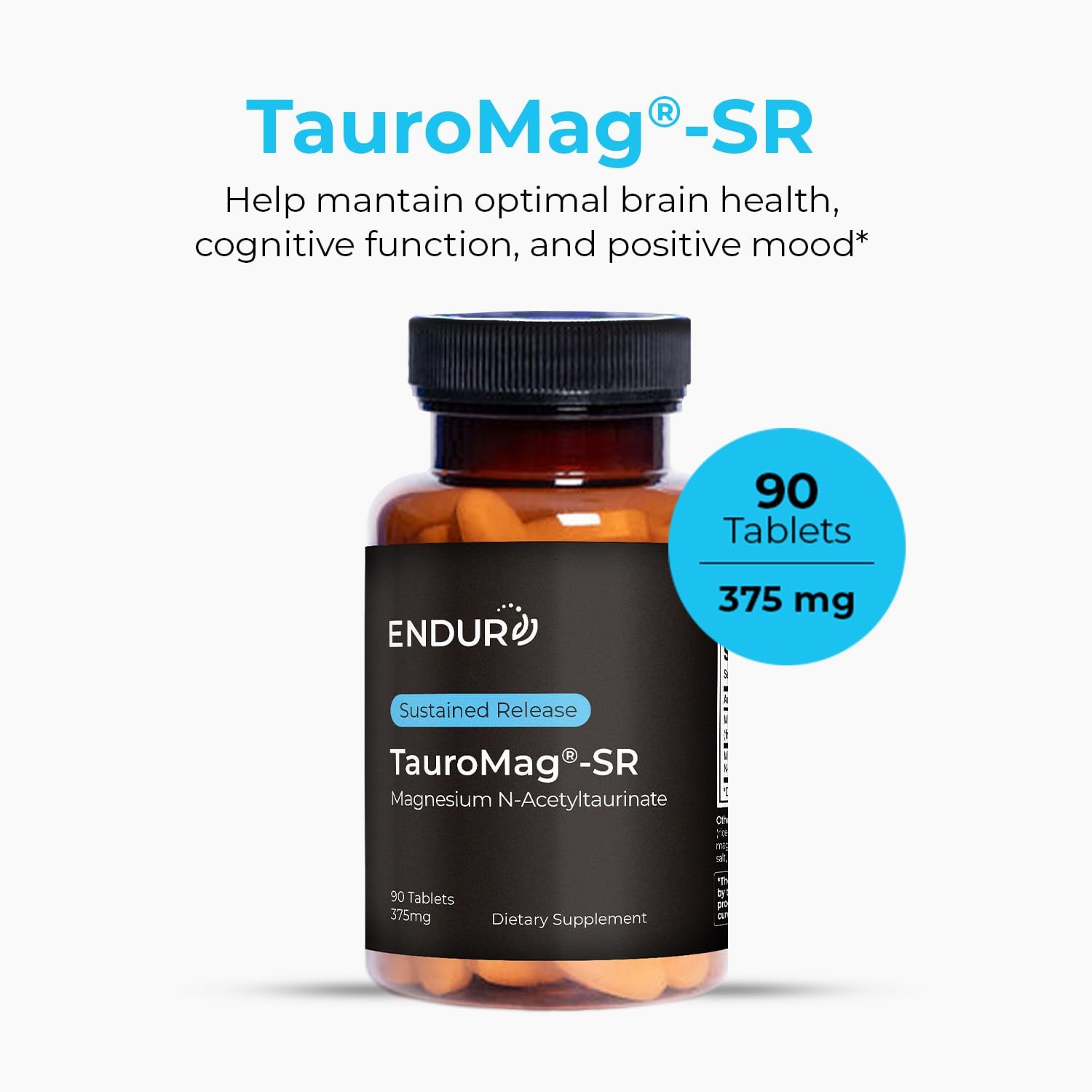 ENDUR-TAUROMAG - Magnesium + Taurine - SR (Sustained Release) 375 mg - Nootropic for Brain Health Support, Relaxation, Focus & Sleep Support - Optimal 5–7 Hour Absorption Delivery - 90 Tablets - Image 2