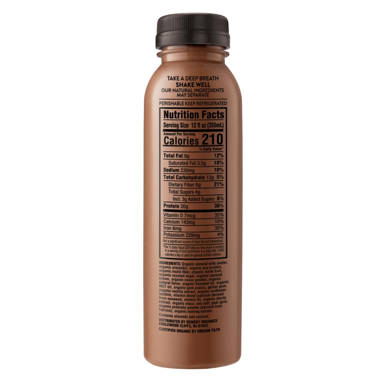 Remedy Organics Duo Decadence Power 12-Pack | Plant Based MCT Oil Protein Shakes, Ready to Drink | USDA Organic, Vegan, Gluten Free, Dairy Free, Soy Free | 6 Chocolate Fudge Bottles & 6 Cold Brew Latte Bottles - Image 4