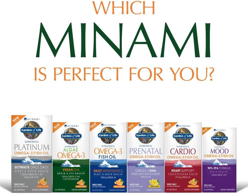 Garden of Life Minami Algae Omega 3 Vegan DHA for Brain and Eye Health - Orange Flavor, 500mg Plant Based DHA Omega-3 Vegan Algae Oil plus Astaxanthin, No aftertaste, 60 easy-to-swallow Mini Softgels - Image 4