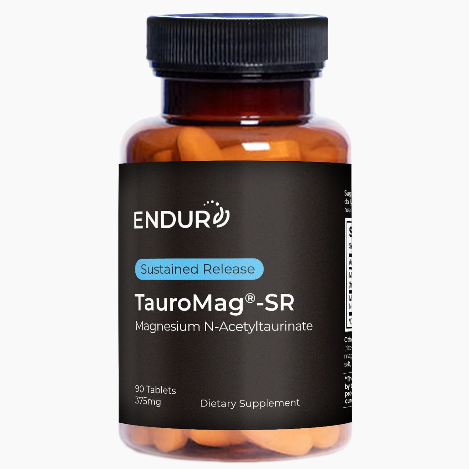 ENDUR-TAUROMAG - Magnesium + Taurine - SR (Sustained Release) 375 mg - Nootropic for Brain Health Support, Relaxation, Focus & Sleep Support - Optimal 5–7 Hour Absorption Delivery - 90 Tablets