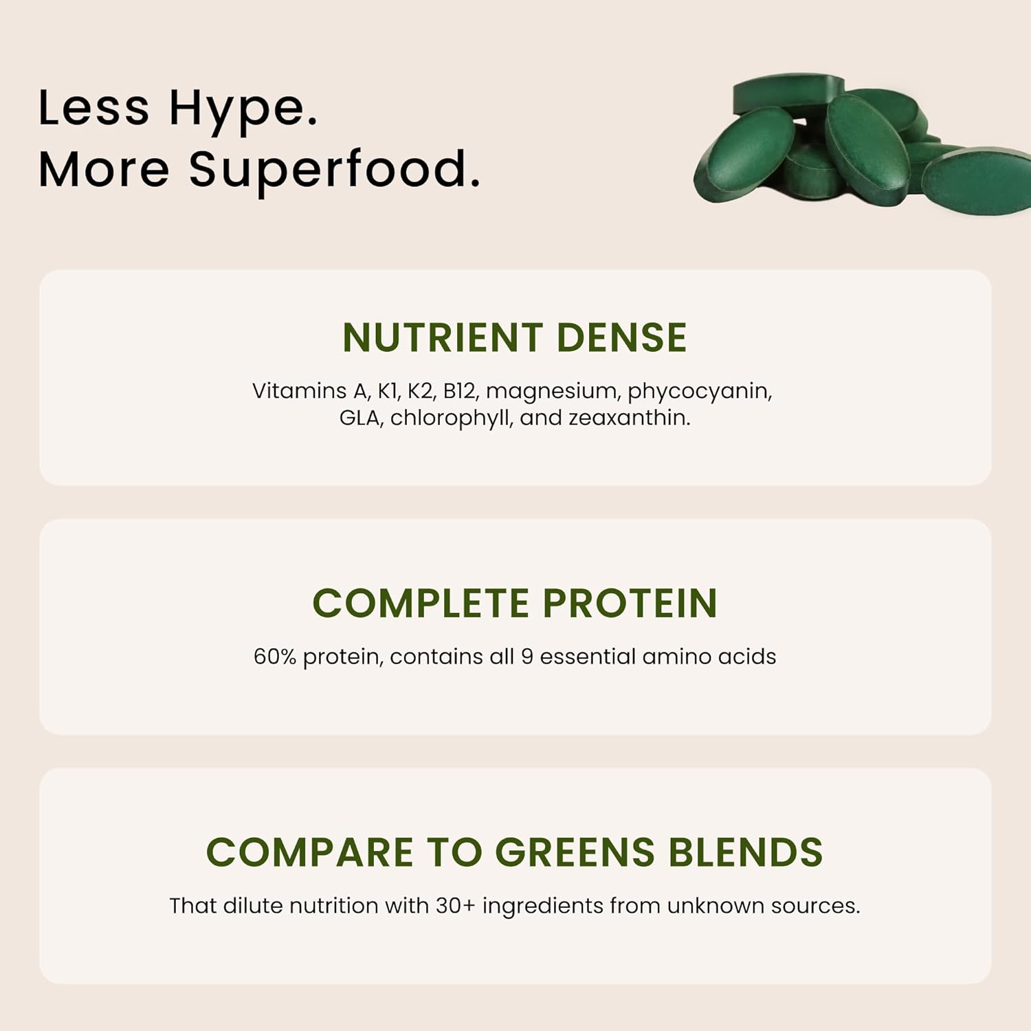 Nutrex Hawaii, Pure Hawaiian Spirulina - 1000 mg Tablets - Hawaiian Grown Natural, Nutrient Rich Superfood - Immune Support, Detox & Energy – Vegan Complete Protein, Non-GMO, Original, 180 Count - Image 3
