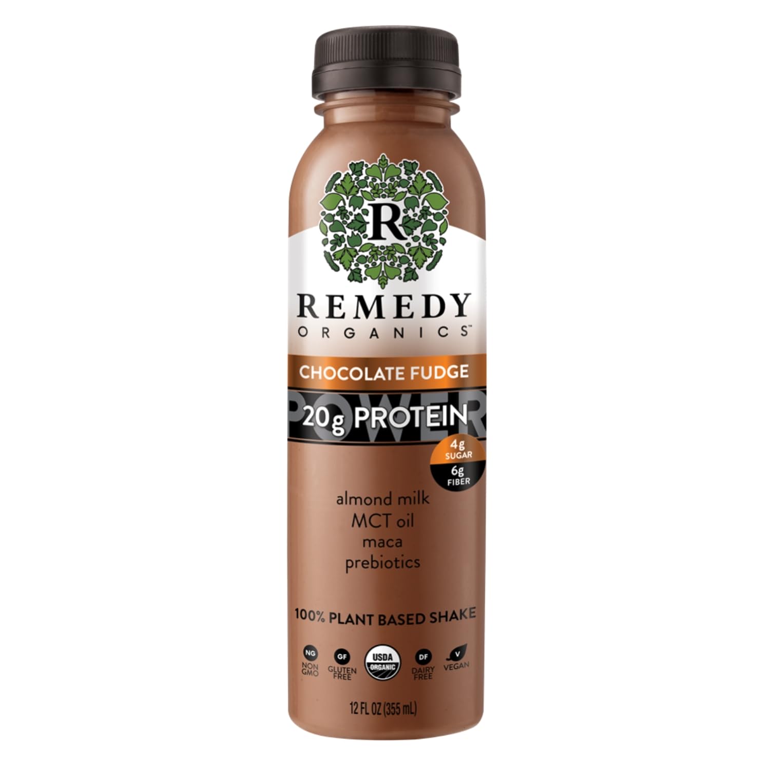 Remedy Organics Duo Decadence Power 12-Pack | Plant Based MCT Oil Protein Shakes, Ready to Drink | USDA Organic, Vegan, Gluten Free, Dairy Free, Soy Free | 6 Chocolate Fudge Bottles & 6 Cold Brew Latte Bottles - Image 3