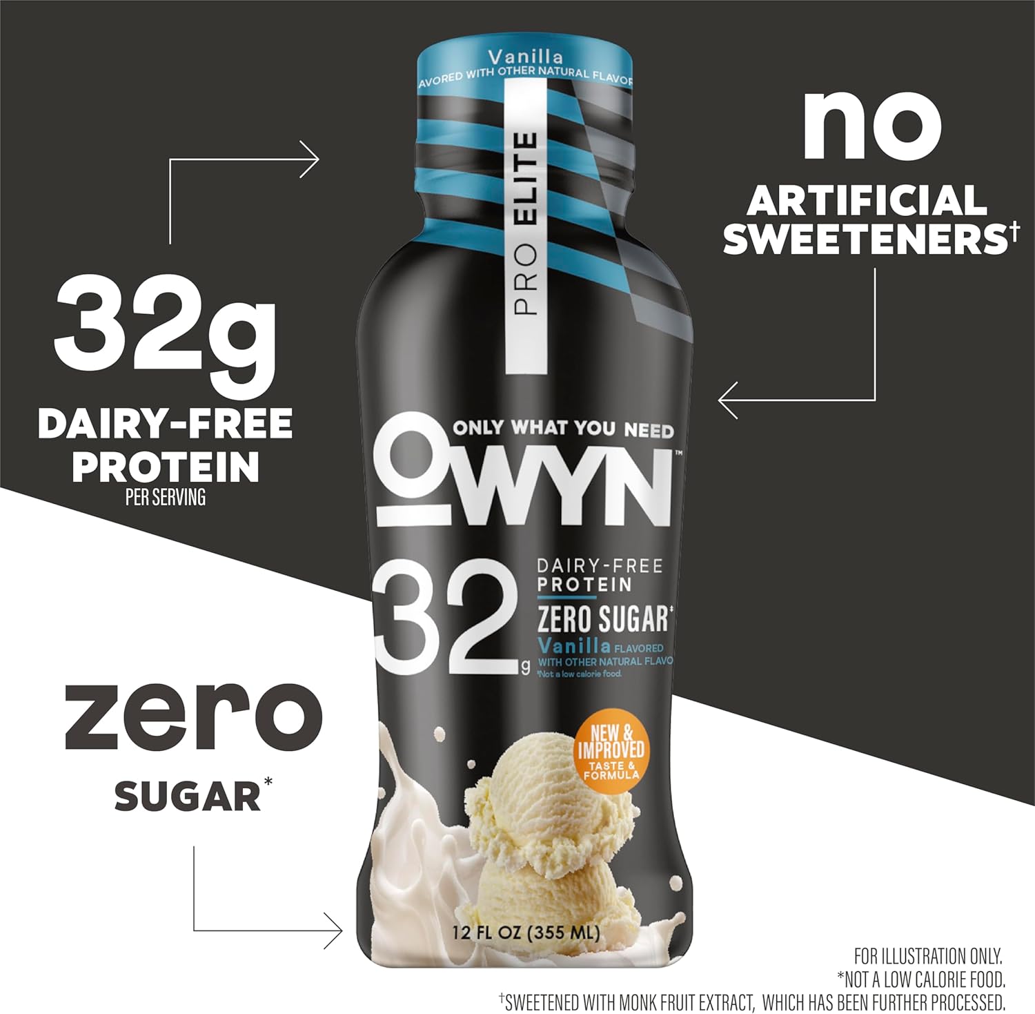 OWYN Only What You Need Pro Elite Vanilla Flavored Protein Shake, 32g Protein, 0g Sugar, High Protein, Dairy Free, Gluten Free, Plant Based Protein Drink, 12 Count - Image 3