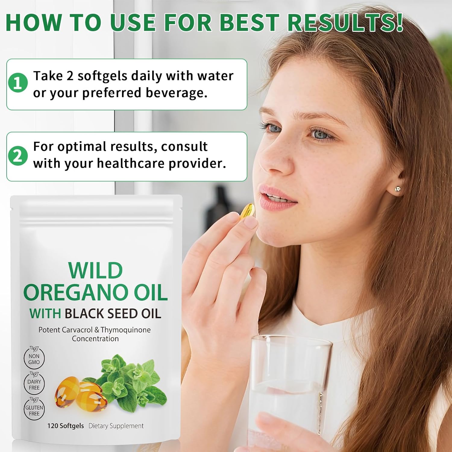 Oil of Oregano Softgels, 120 Count 2 in 1 6000mg Oil of Oregano with Black Seed Oil 200mg, Plant Based, Organic Oregano Oil Supplement Capsules, Non-GMO & Immune Support - Image 5