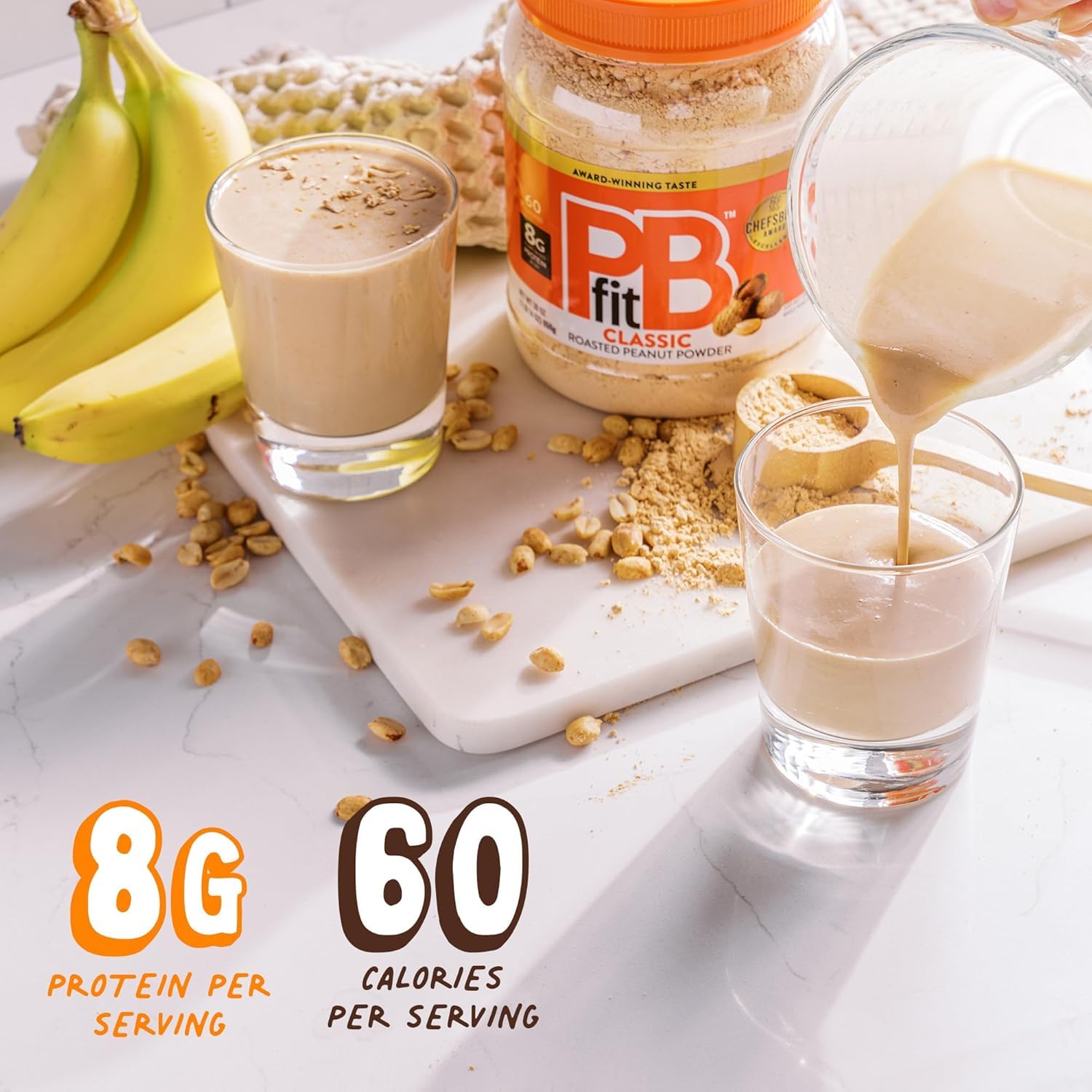 PBfit 30 Ounce Classic Peanut Butter Powder, Powdered Peanut Butter Spread From Real Roasted Peanuts, 8g of Protein 8% DV, Gluten-Free, 60 calories, 87% less fat (Pack of 1) - Image 3