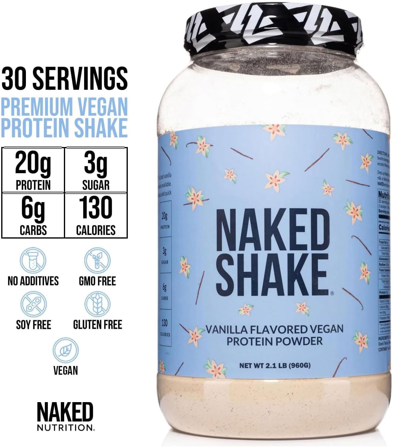 NAKED Shake - Vanilla Protein Powder - Plant Based Protein Shake with Mct Oil, NSF Certified, Gluten-Free, Soy-Free, No Gmos Or Artificial Sweeteners - 30 Servings - Image 4