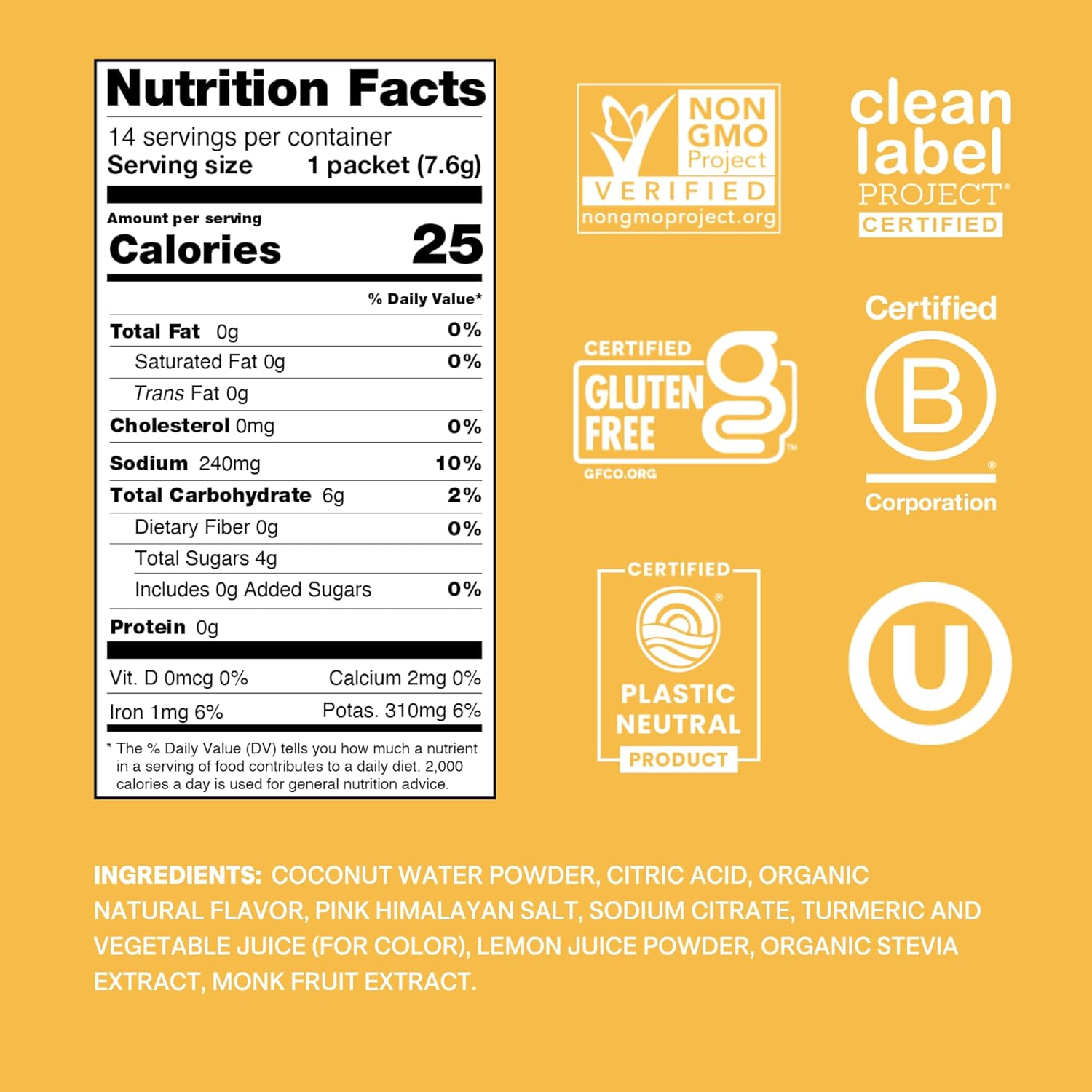 Cure Hydration | Plant-Based Electrolyte Drink Mix | No Added Sugar | Dehydration Relief Powder Made with Coconut Water | Non-GMO | Vegan | Pouch of 14 Packets - Peach Mango - Image 3