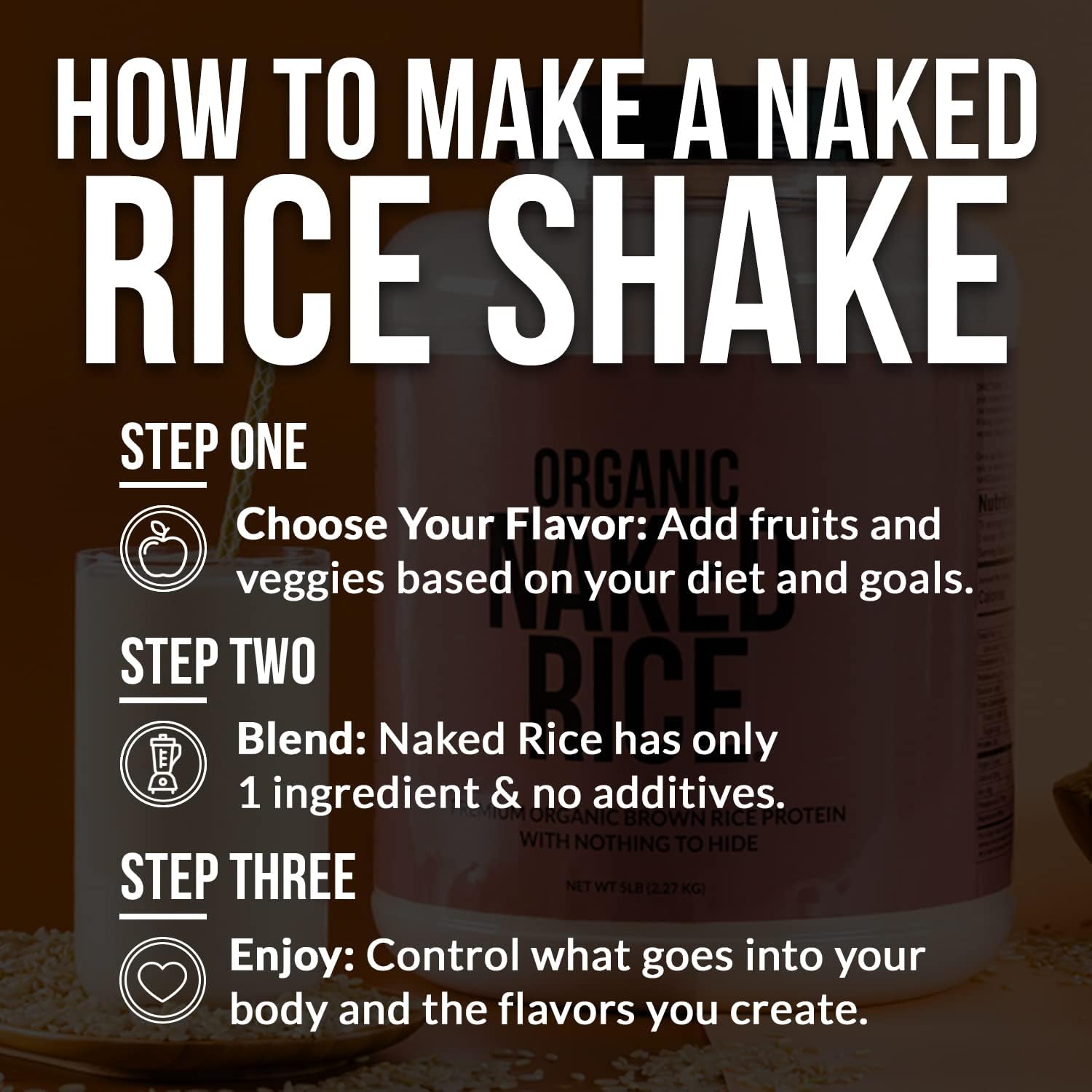 NAKED nutrition Rice - Organic Brown Rice Protein Powder - Vegan Protein Powder - 5Lb Bulk, Gmo Free, Gluten Free & Soy Free. Plant-Based Protein, No Artificial Ingredients - 76 Servings - Image 5
